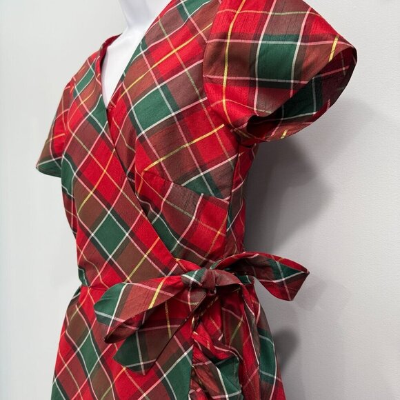 Gymboree Holiday Tartan Plaid Wrap Dress Ruffle Trim Christmas Cozy Chic Size M - Picture 3 of 13
